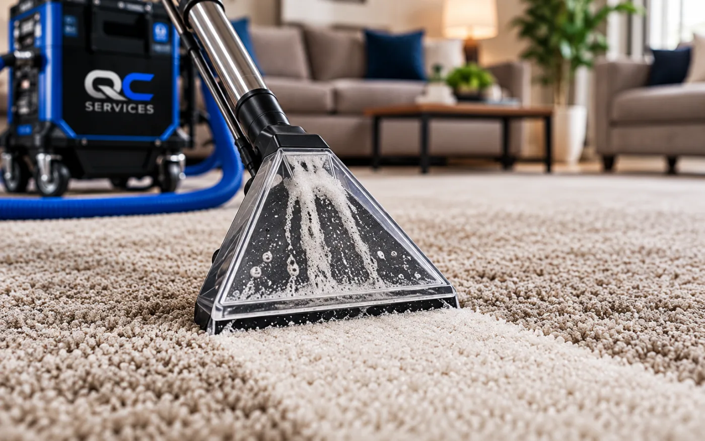 Carpet cleaning wand extracting dirt from carpet